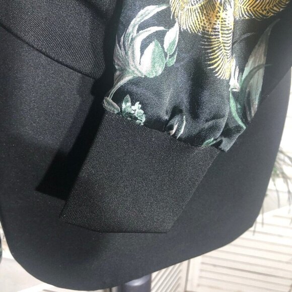 Victoria’s Secret Bomber Cropped Jacket Luxe Palm Satin Floral Silky Black Sz S - Picture 12 of 14